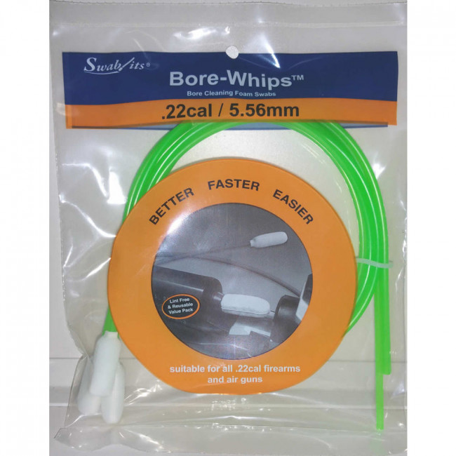 GUN CLEANING BORE-WHIPS: 3-PIECE PACKAGE, .22 CAL.