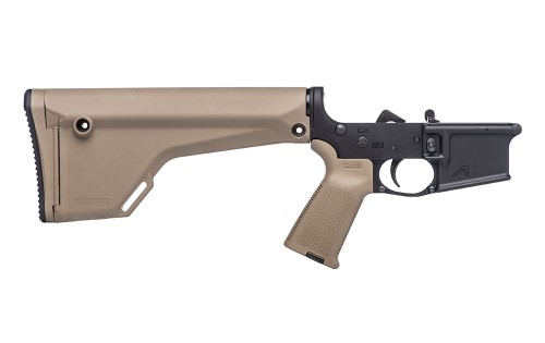 AR15 Complete Lower Receiver w/ MOE® Grip & Fixed Rifle Stock - Black/FDE