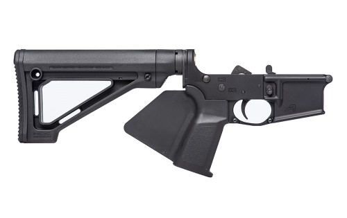 AR15 Featureless Complete Lower Receiver w/ Magpul Fixed Carbine Stock - Black/Black