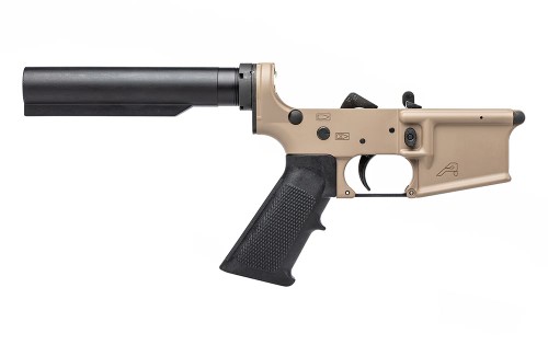 AR15 Carbine Complete Lower Receiver w/ A2 Grip, No Stock - FDE Cerakote